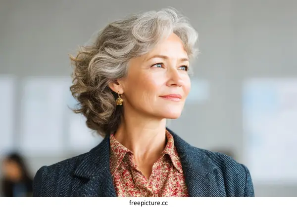 Thoughtful Senior Woman in Business Attire