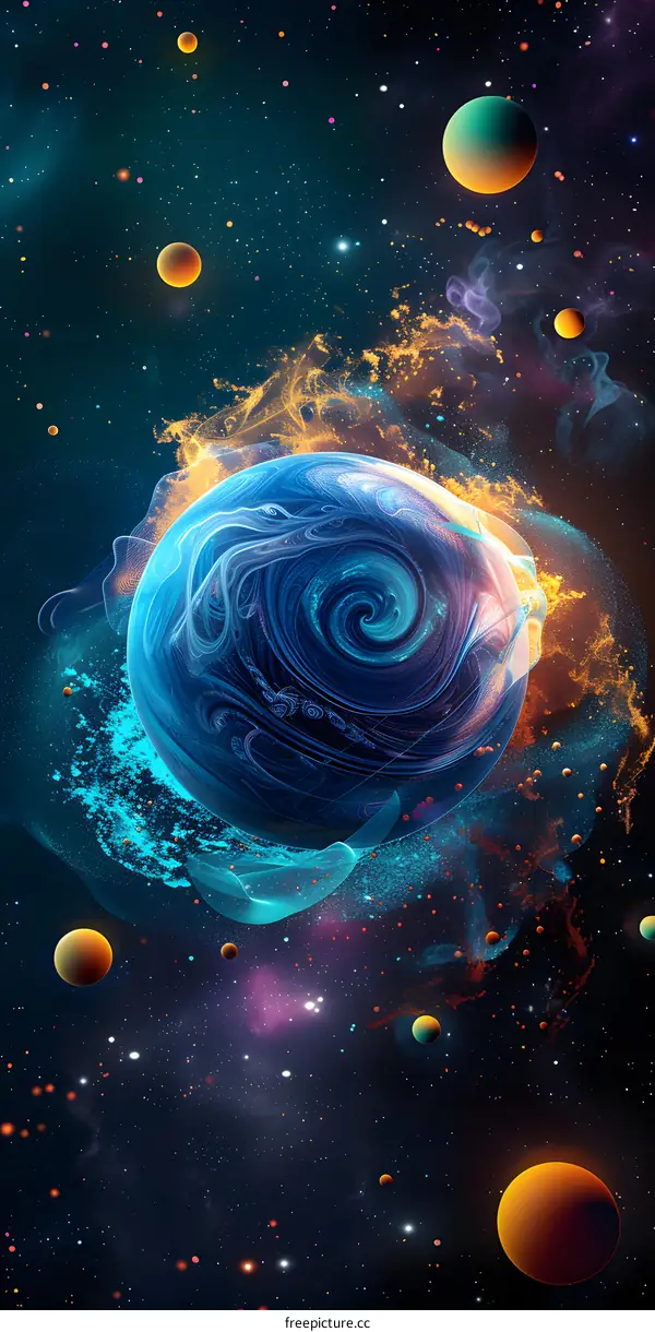 Blue And Orange Space Planet