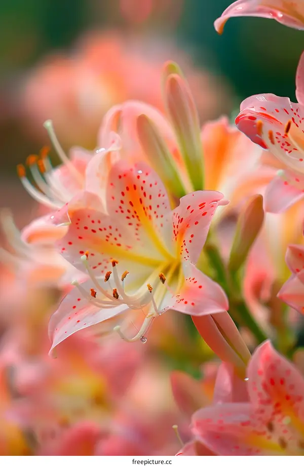 Close Up of Pink Lily Flower with Dewdrop