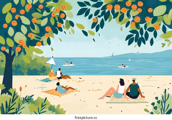 Summer Beach Picnic With Friends