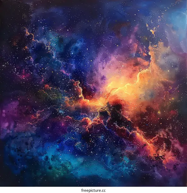Colorful abstract painting of a nebula