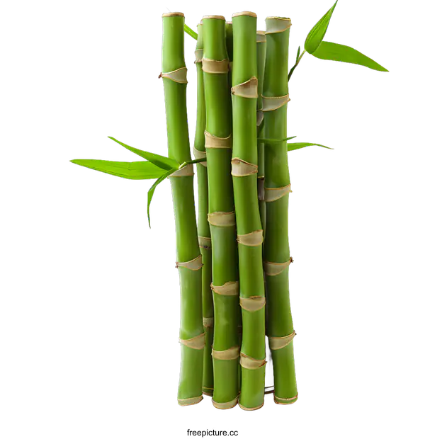 [Transparent Background PNG]Green Bamboo Stalks on White