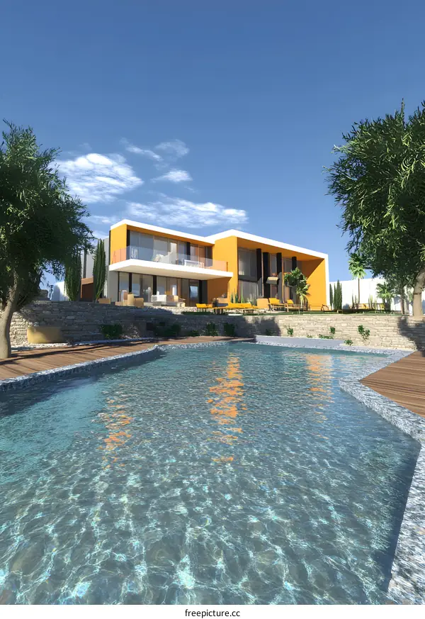 Modern Luxury Villa with Swimming Pool and Olive Trees