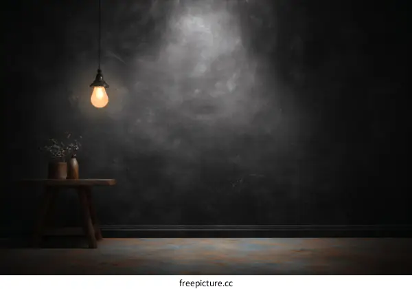 Dark Room Interior Design with Lamp