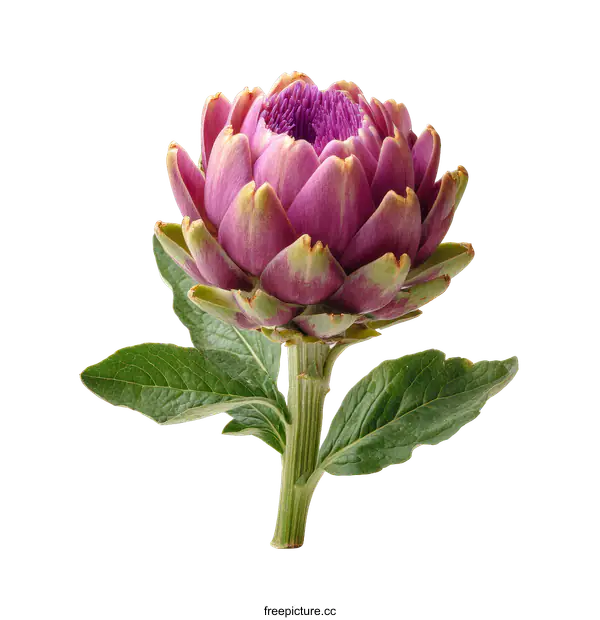 [Transparent Background PNG]Close up of a vibrant purple artichoke