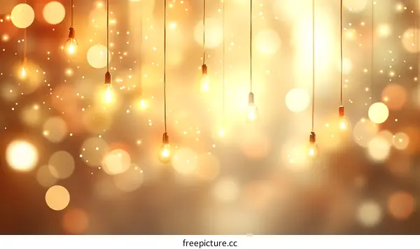 Warm Golden Light Bulbs Bokeh Background