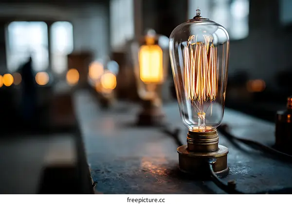Vintage Edison Light Bulbs on Dark Surface