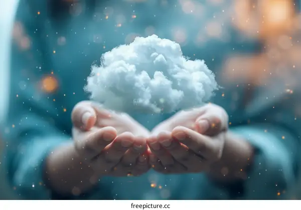Hand holding cloud concept