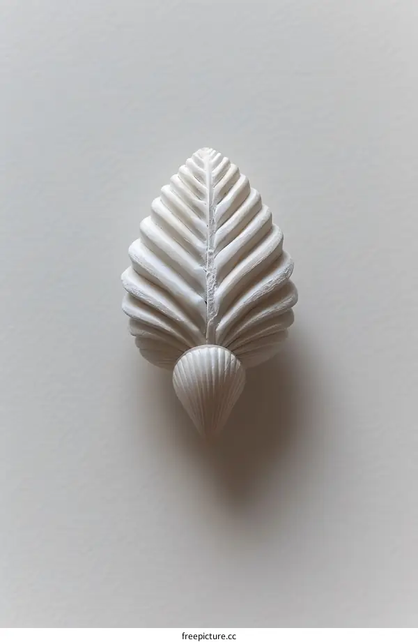 White carved wooden ornament on a white background