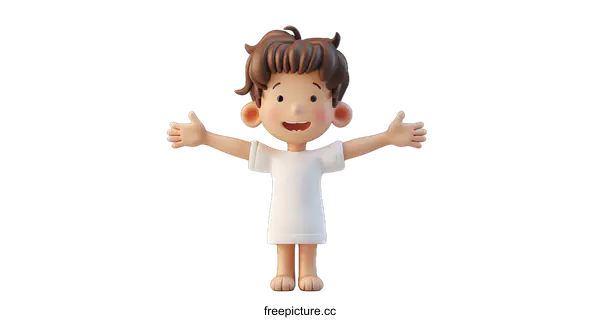[Transparent Background PNG]Smiling Cartoon Boy With Open Arms