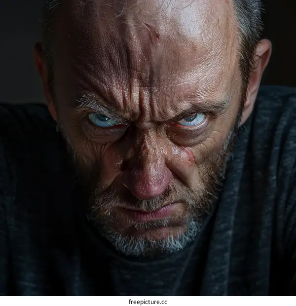 Close Up Portrait of an Angry Man