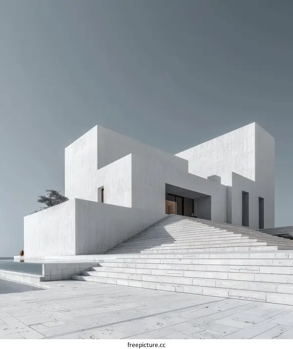 Modern White Villa with Terrace and Pool