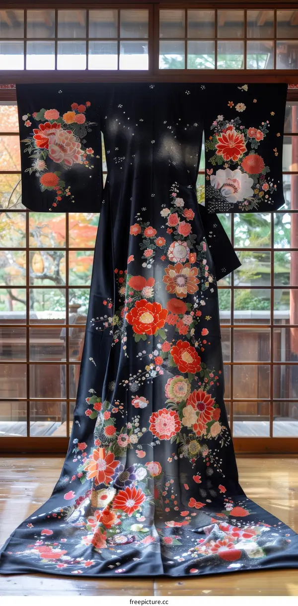 A kimono with a floral pattern