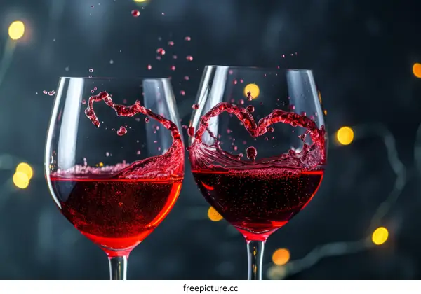 Two Glasses Red Wine Splashing