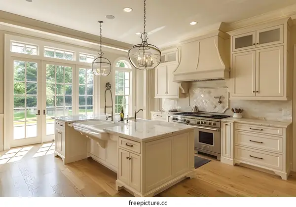 Modern Kitchen Interior Design With White Cabinets and Island