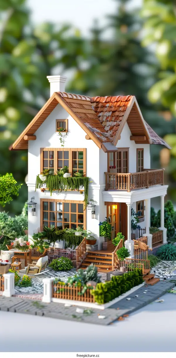 Small House with Garden Illustration