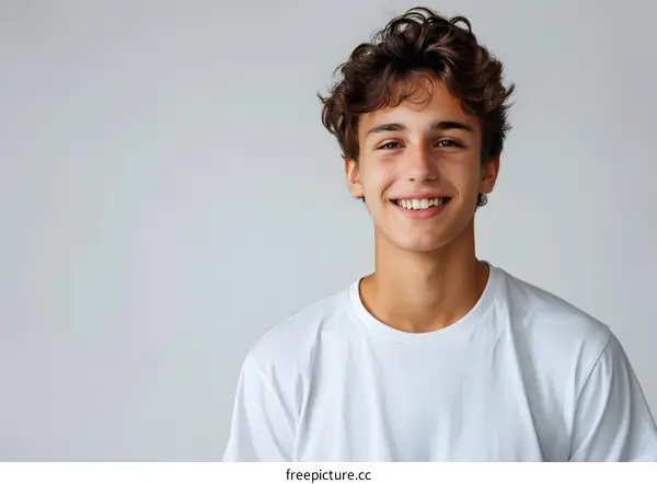 Portrait of a Young Man Smiling with Freckles