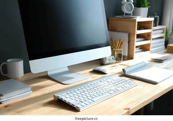 Modern Home Office Workspace with Computer