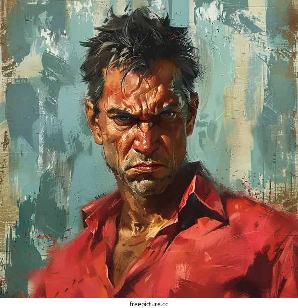 Portrait of a man with a red shirt