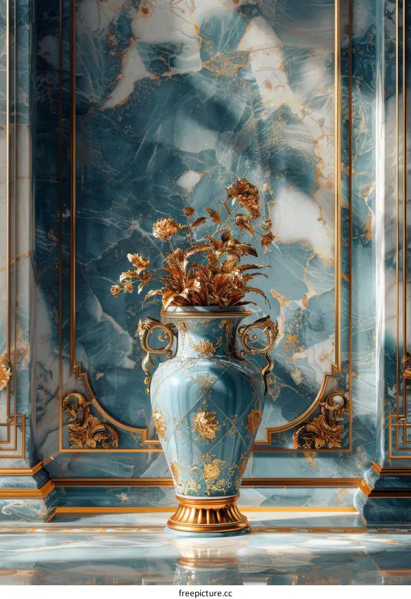 Elegant Antique Blue Vase in Luxurious Interior Design