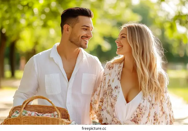 Couple enjoying a picnic in the park