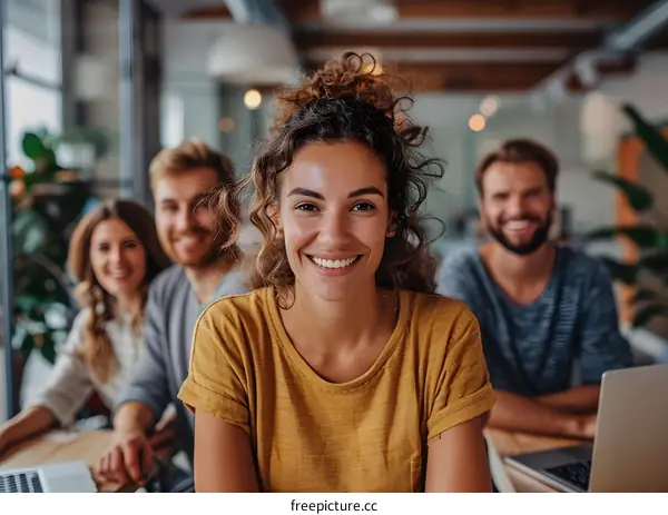 portrait of a group of young professionals smiling at the camera