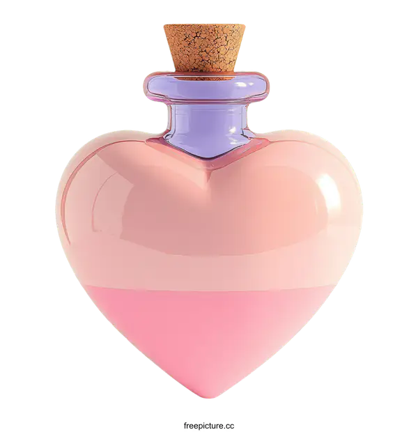 [Transparent Background PNG]Heart-Shaped Glass Bottle Illustration