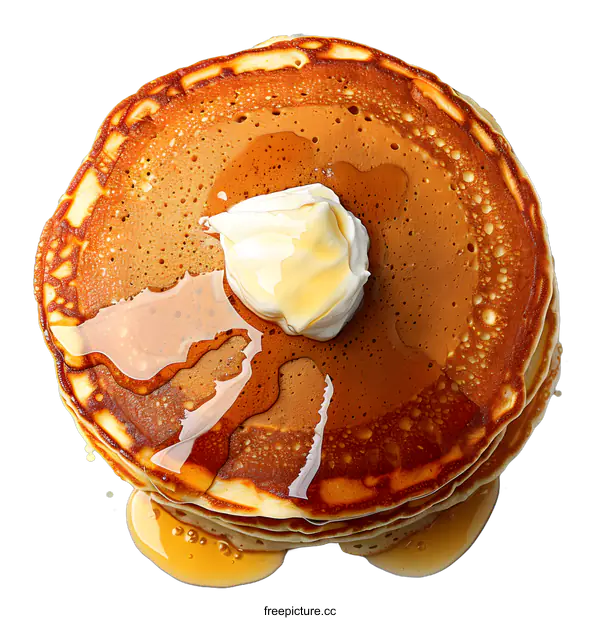 [Transparent Background PNG]Stack of Pancakes with Syrup and Butter
