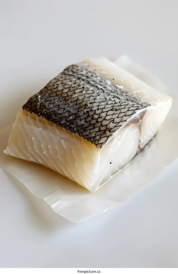 Fresh Cod Fillet on White Background