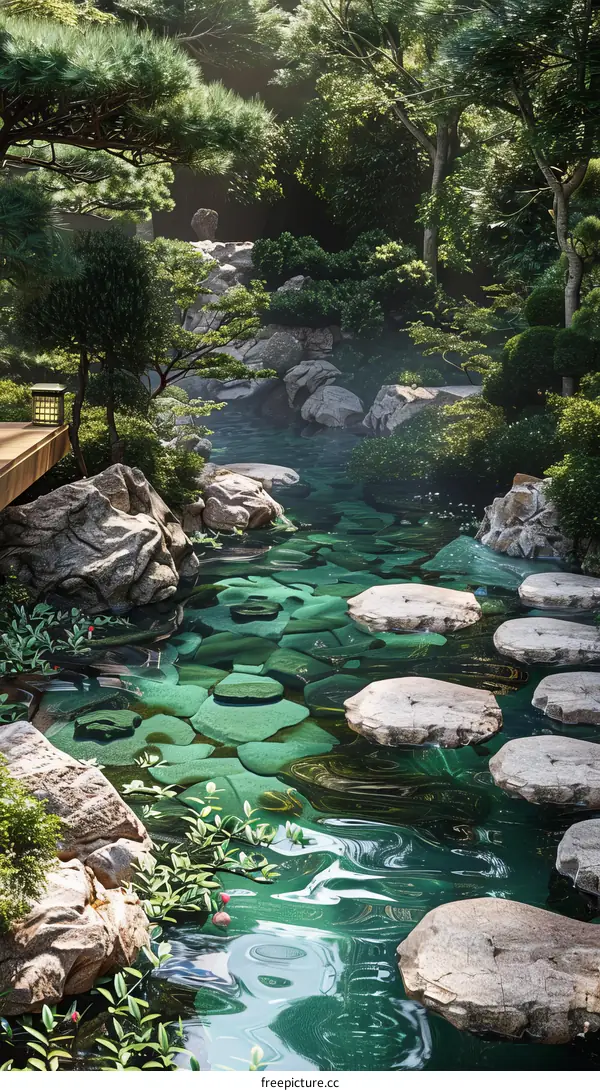Tranquil Zen Garden Pond Pathway