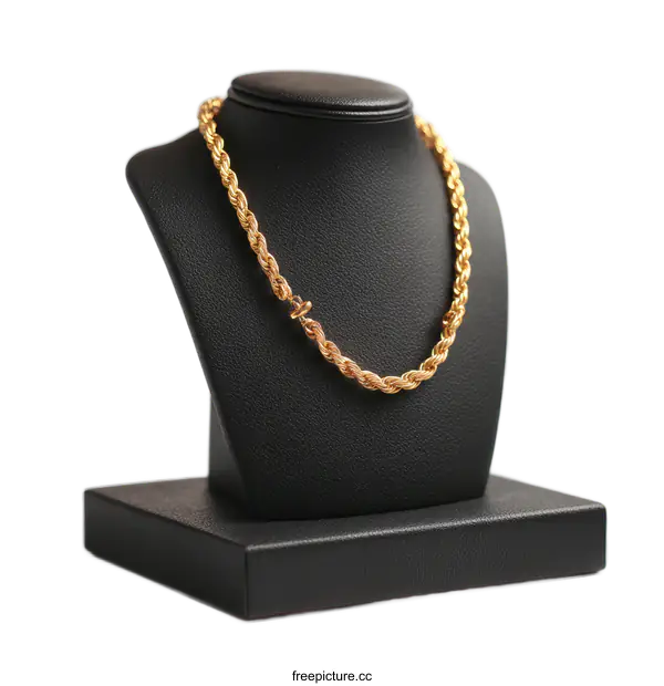 [Transparent Background PNG]Luxury Gold Rope Chain Display on Mannequin