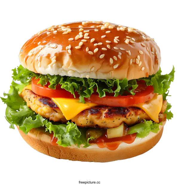 [Transparent Background PNG]Delicious Cheeseburger on White Background