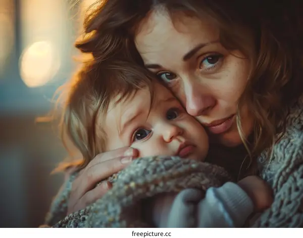 Mother and child closeup portrait
