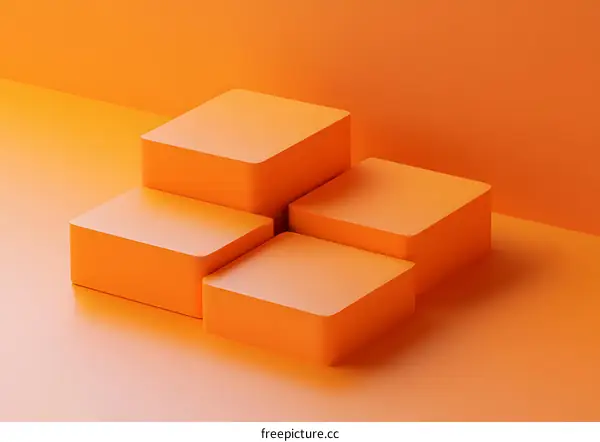 Abstract Orange Cube Shape Minimalist Product Display Background