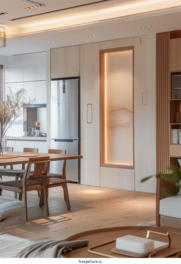 Bright and Airy Open Concept Dining Room With Wood Accents