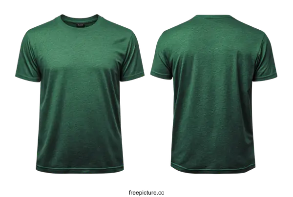 [Transparent Background PNG]Blank Dark Green T-shirt Front and Back View