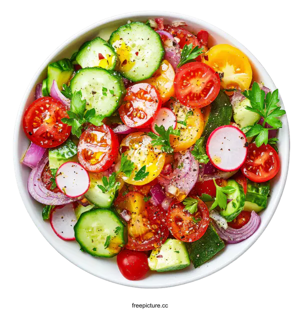 [Transparent Background PNG]Delicious Colorful Vegetable Salad in Bowl