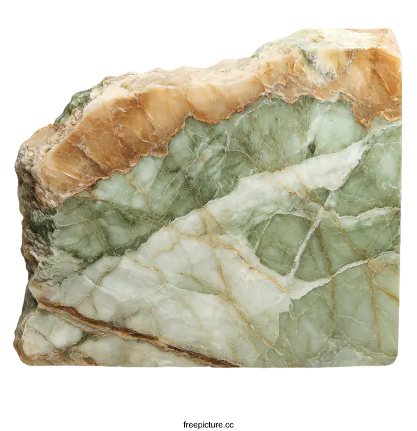 [Transparent Background PNG]Natural Green and Beige Marble Slab Texture