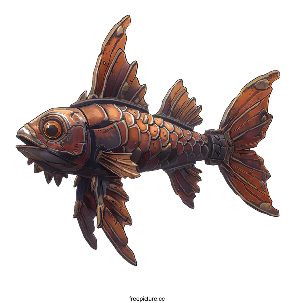 [Transparent Background PNG]Steampunk Fish Sculpture