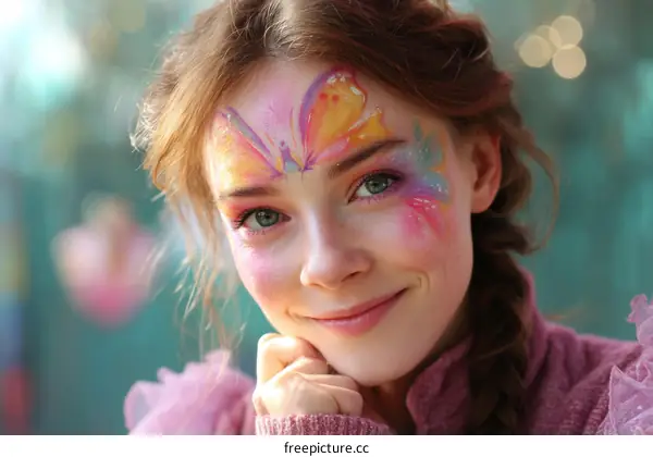 Close up of a girl with face paint