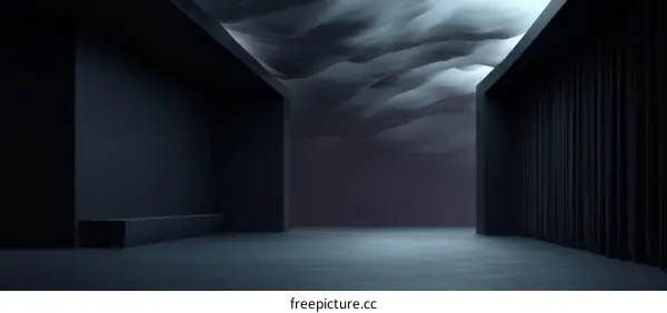Abstract Dark Corridor with Drapery Ceiling