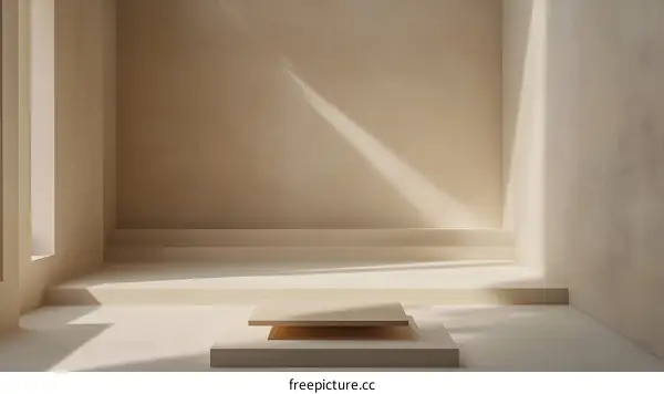 Minimalist Beige Platform for Product Display in Room