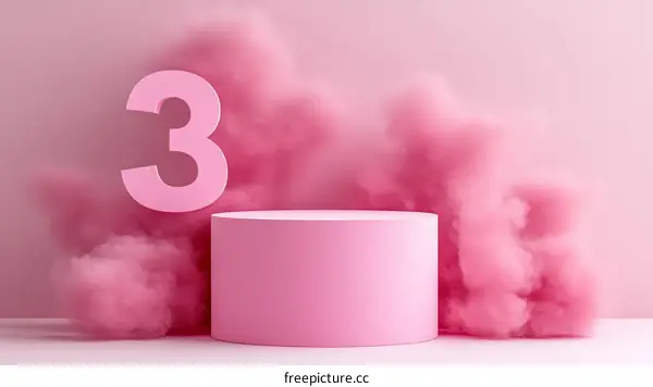 Pink Minimalist Number 3 Product Display