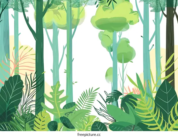 Green Forest Trees Background Illustration
