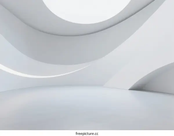 Abstract Curved White Architecture with Smooth Geometric Shapes