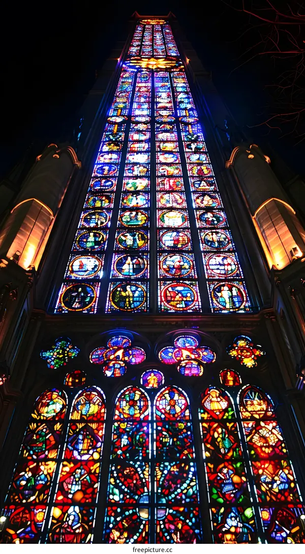 Stained Glass Cathedral Ceiling at Night