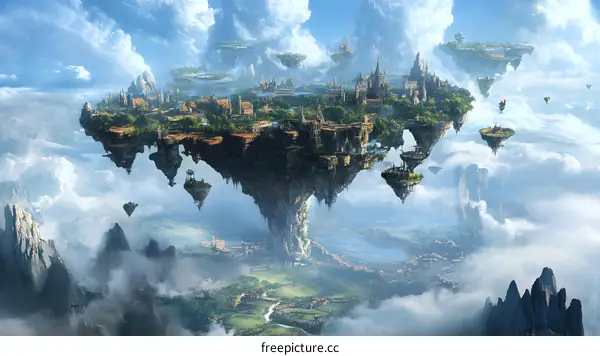 Fantasy Floating City in the Clouds Artwork