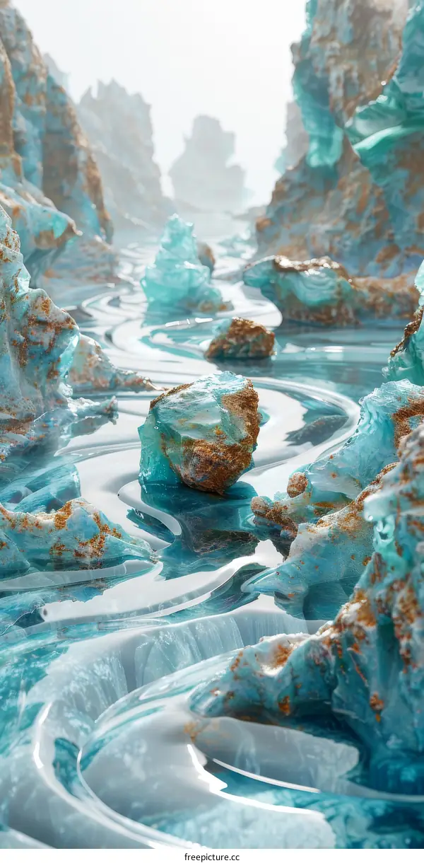 Abstract Turquoise Landscape Illustration