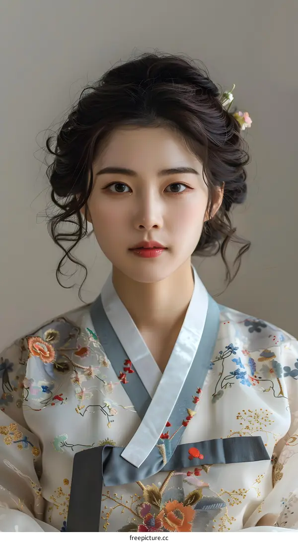 Portrait of a young Korean woman in traditional dress