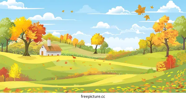 Autumn Landscape with a Small House